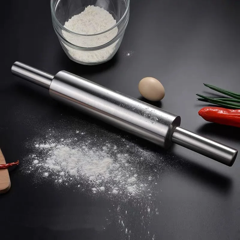 Stainless Steel Rolling Pin Handle Pastry Dough Flour Roller Kitchen Cooking Baking Tool For Pasta Cookie Dough