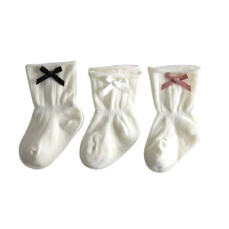 

3Pair/lot New bow white casual girls baby socks