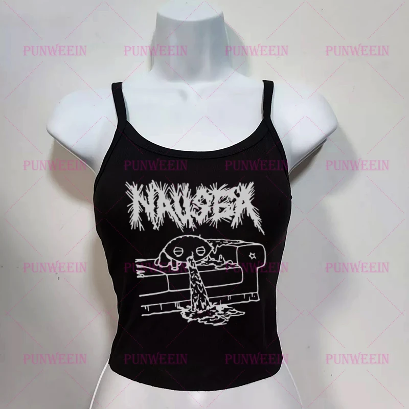 Dark Missing Sweetheart Punk Y2k 90er Jahre Harajuku ärmelloses Tank Top Metall Gothic Grafik Emo Mädchen Vintage Streetwear Sexy schlankes Top