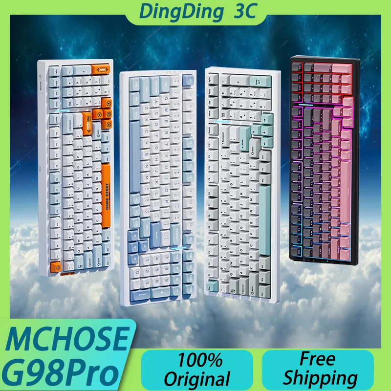 MCHOSE G98Pro Mechanical Keyboard Tri-mode TOPSPEED Wireless Bluetooth E-sports 1ms Low Lantency Hot Swap Laptop PC Gamer Custom