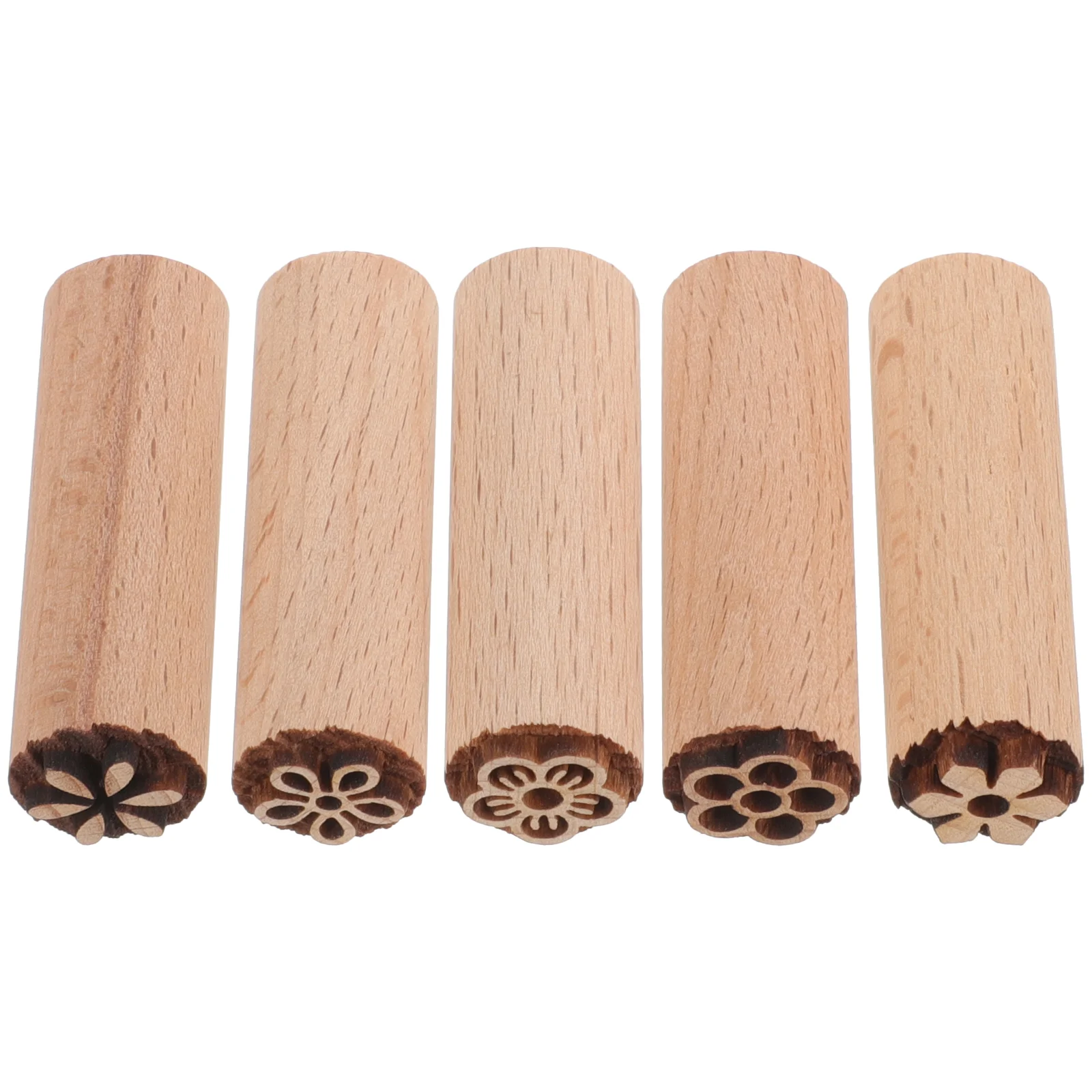 5 Pcs Wood Texture Stamp Small Diary Wear-resistant Scrapbook Wooden Stamps Pottery Tools DIY Compact Postage