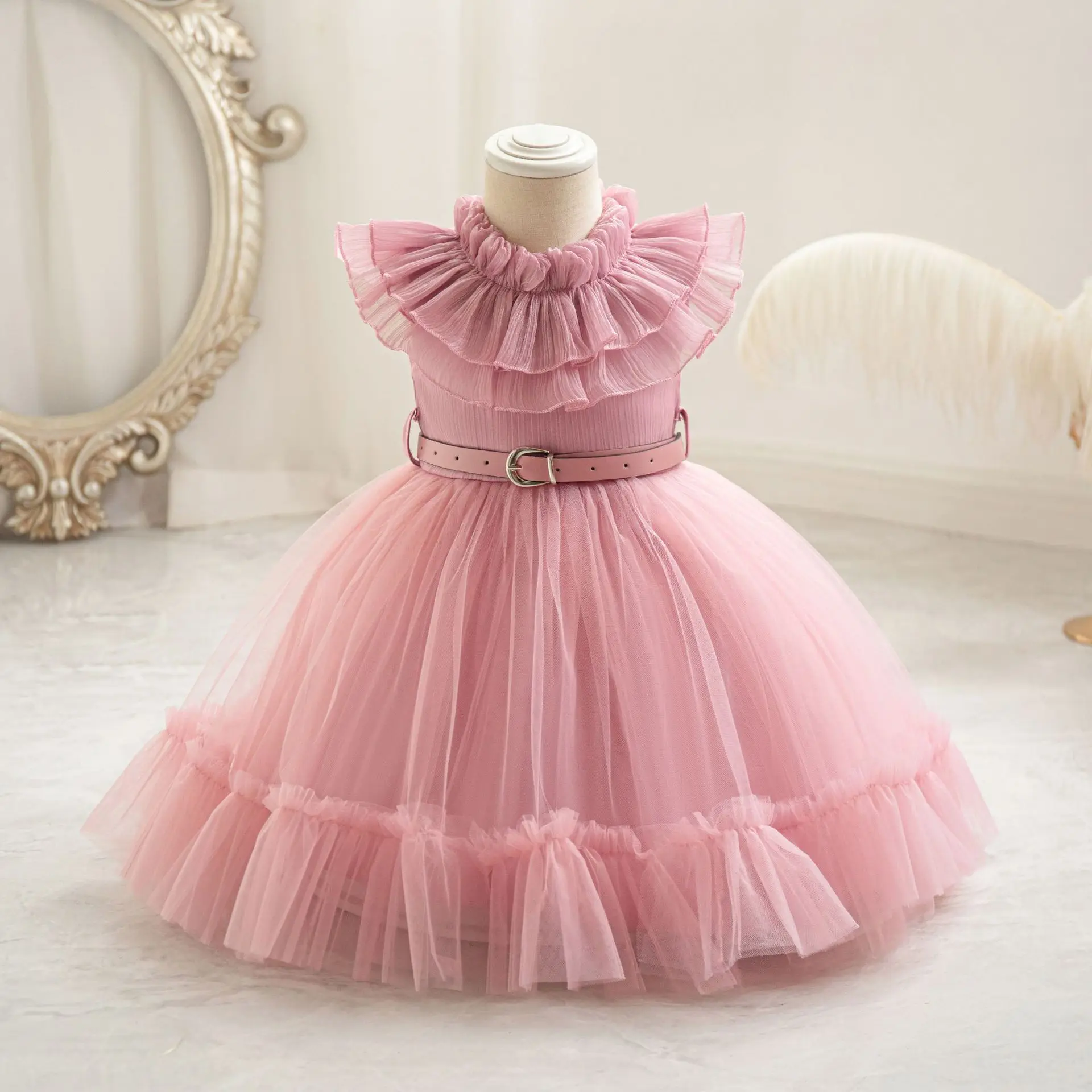 

Charlotte Stylish Baby Toddler Ruffled Flower Girl Birthday Party Pageant Dance Party Tutu Dress with Belt