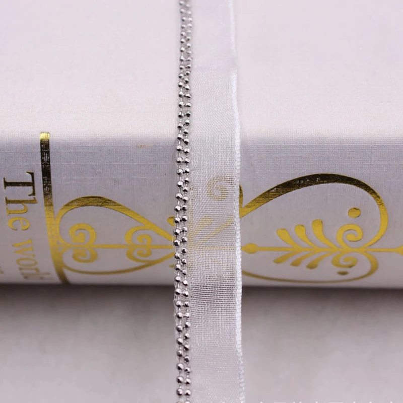 5Yards Gold Silver Gun Grey Beaded Chain Trims  For DIY Sewing Clothing Collar Sleeve Accessories Gauze Lace Ribbon Decoration