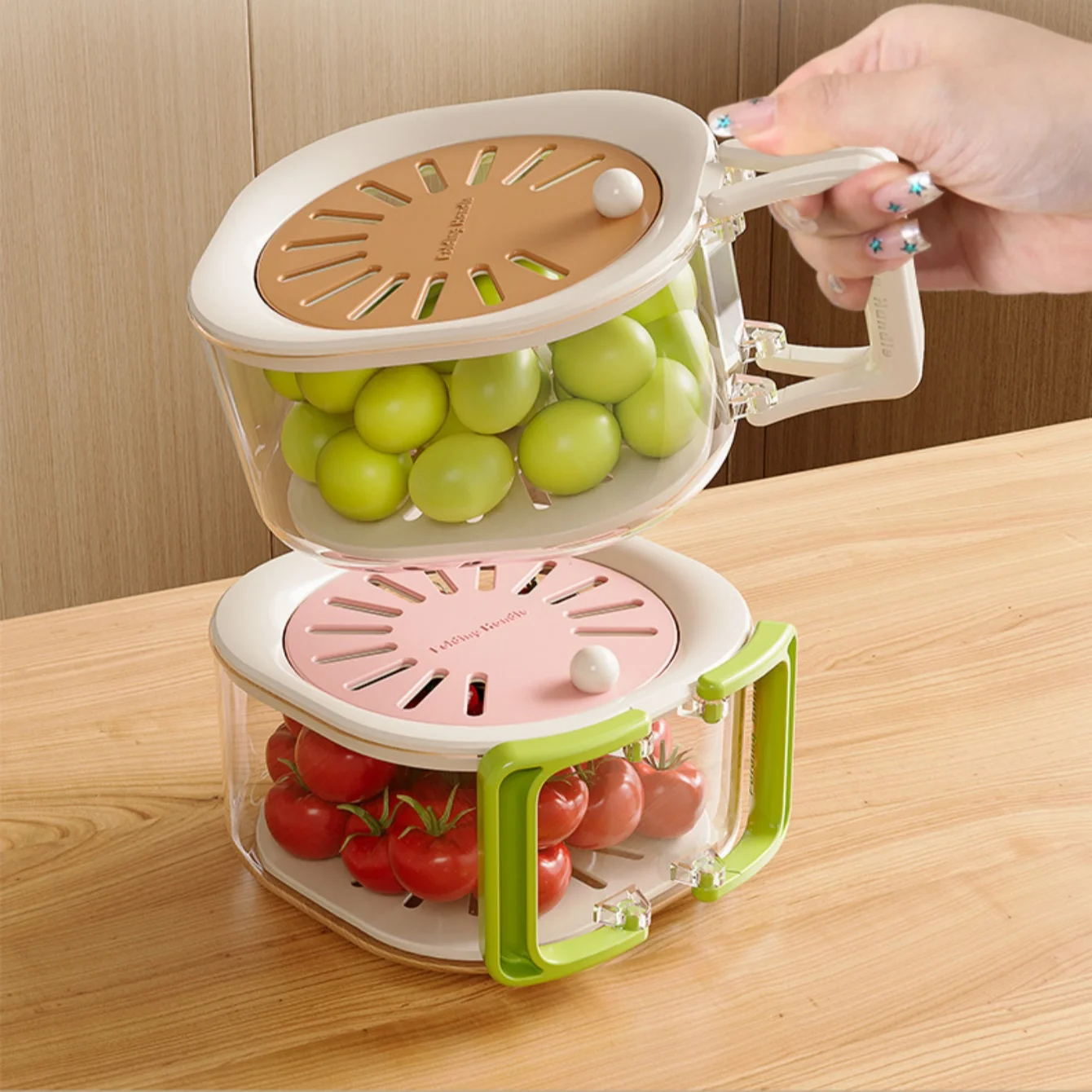 Multifunktionale Obst- und Gemüsewaschschüssel mit Sieb, Multifunktionaler Obst- und Gemüsewäscher, Beerenbehälter, Salatbehälter – Detail 1
