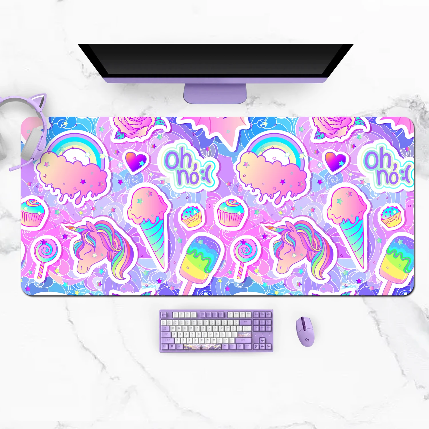 Extra Large Kawaii Pastel Goth Unicorn Gaming Mouse Pad  XXL Desk Mat Water Proof Nonslip Laptop Desk Accessories