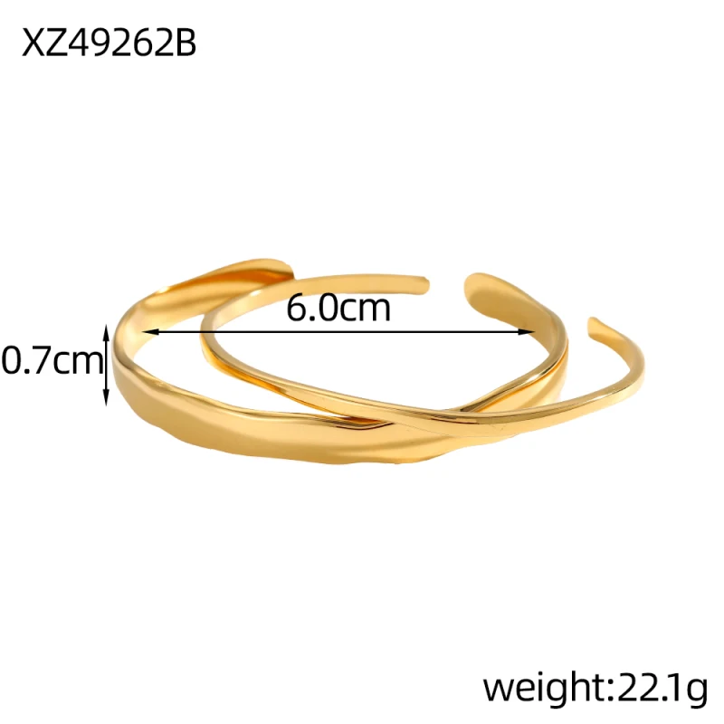 Chunky Hollow Thick Stainless Steel Bracelet & Bangle High Polished Gold Plated Open Wave Design Cuff Bangle for Women Gift