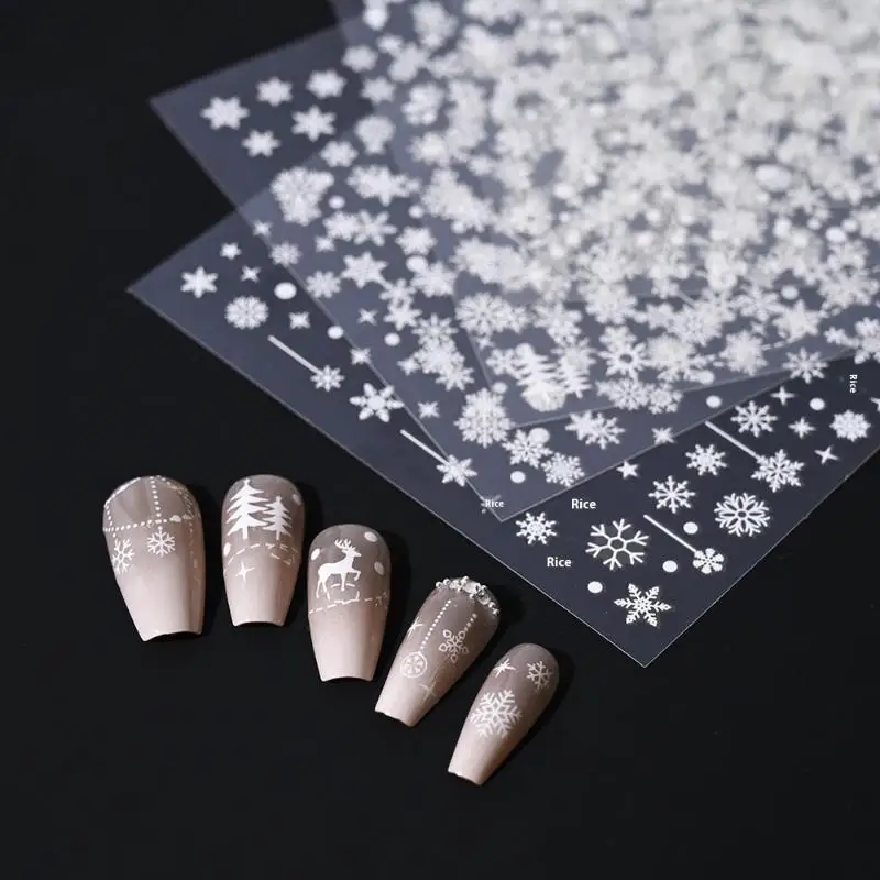 INS invierno copo de nieve Navidad Nail Art pegatina 3D relieve adhesivo decoración de uñas pegatina encanto de uñas calcomanías de manicura