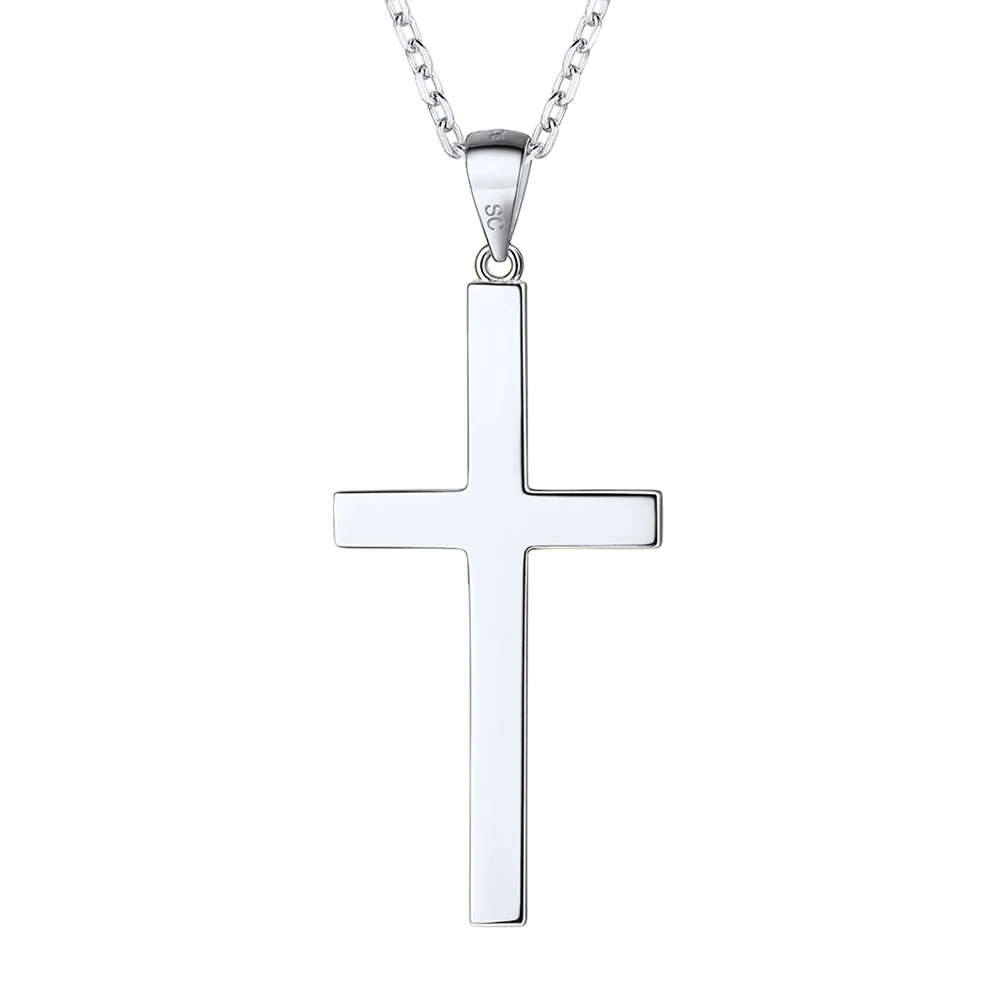 U7 925 Sterling Silver Cross Necklaces Pendants Vintage Jewelry Bijoux Femme Gift For Women Accessories Statement Necklace SC192