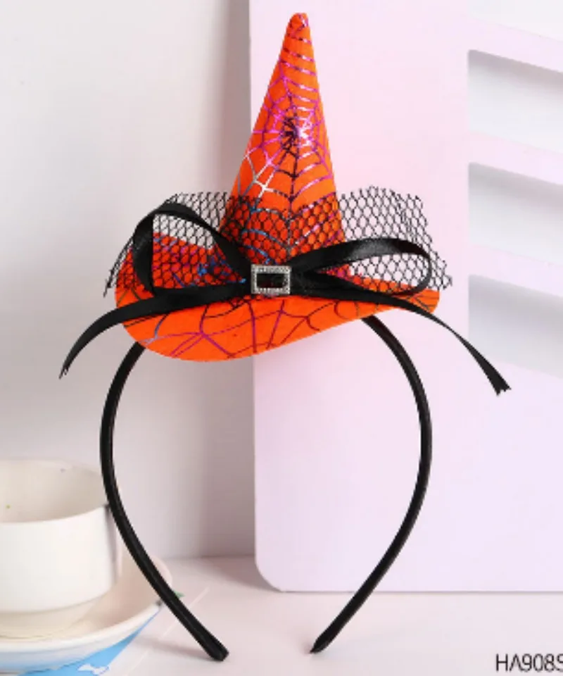 

Halloween Witch Hat Tiara Cute Wacky Hat Headband Prom Dress Up Classic Spider Web Witch Hat