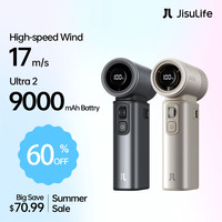 JISULIFE Handheld Fan Ultra 2, Powerful Turbo Jet Fan, 100 Speeds, 9000mAh Rechargeable Battery, LED Display, Outdoor Camping