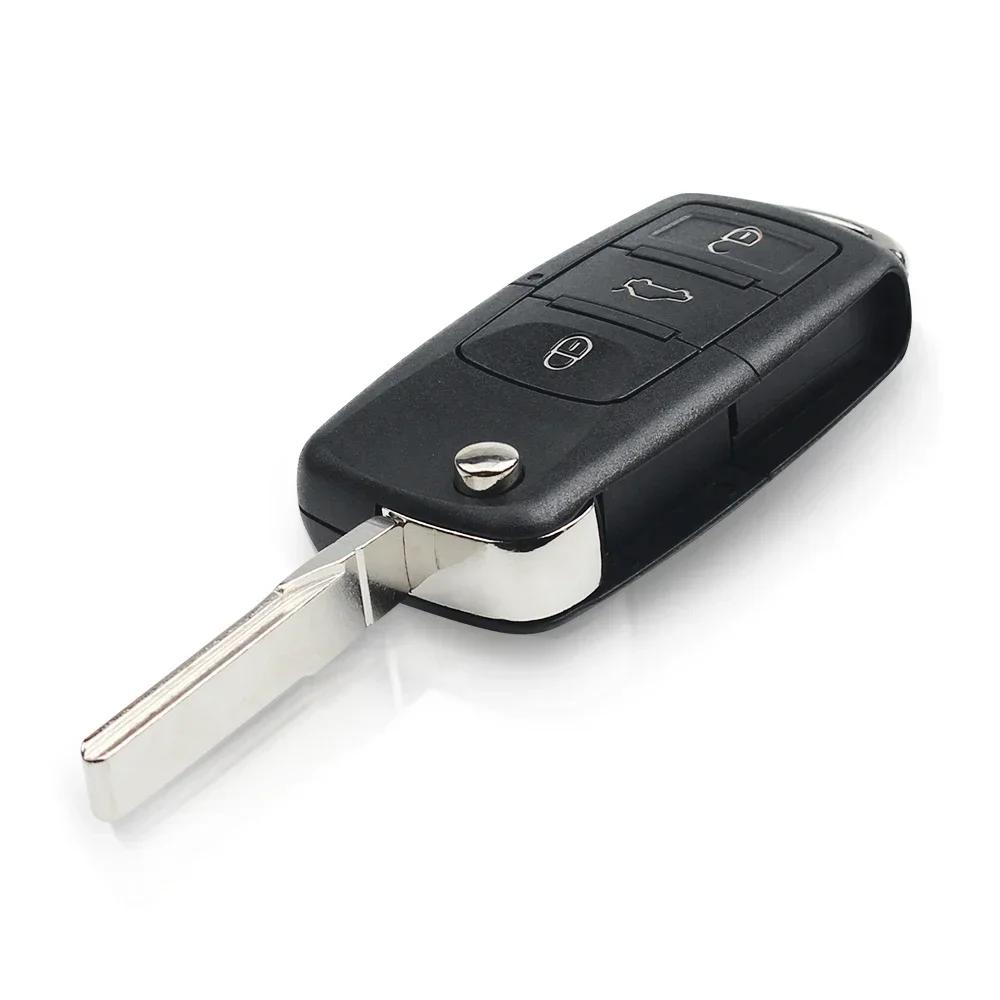 KEYYOU-carcasa de llave remota abatible para coche, carcasa de 433mhz para VW Golf Passat Polo Jetta Touran Bora Sharan 1J0959753DA 1J0959753AH