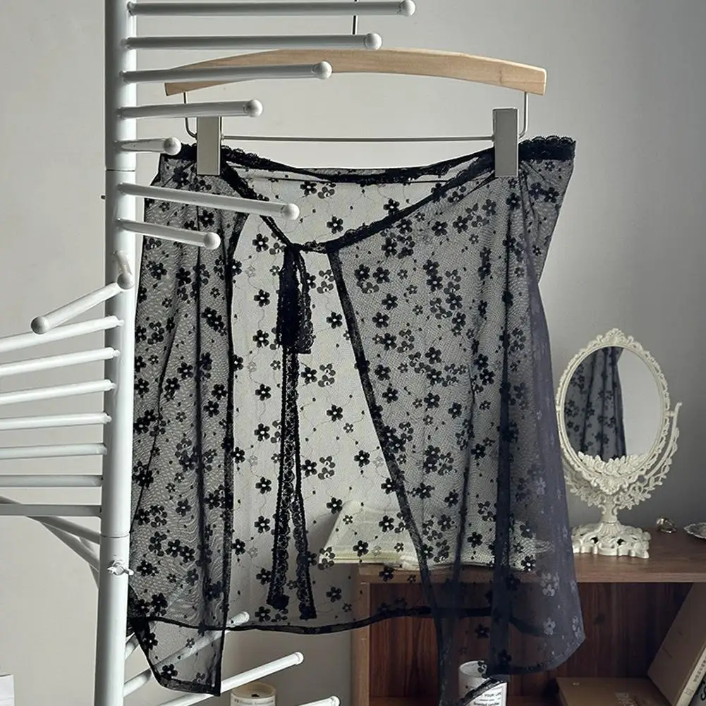 Korean Floral Embroidery Lace Layering Wearing Single Piece With Half Body Gauze Skirt Butt Curtain Lace Layered Gauze Skirt