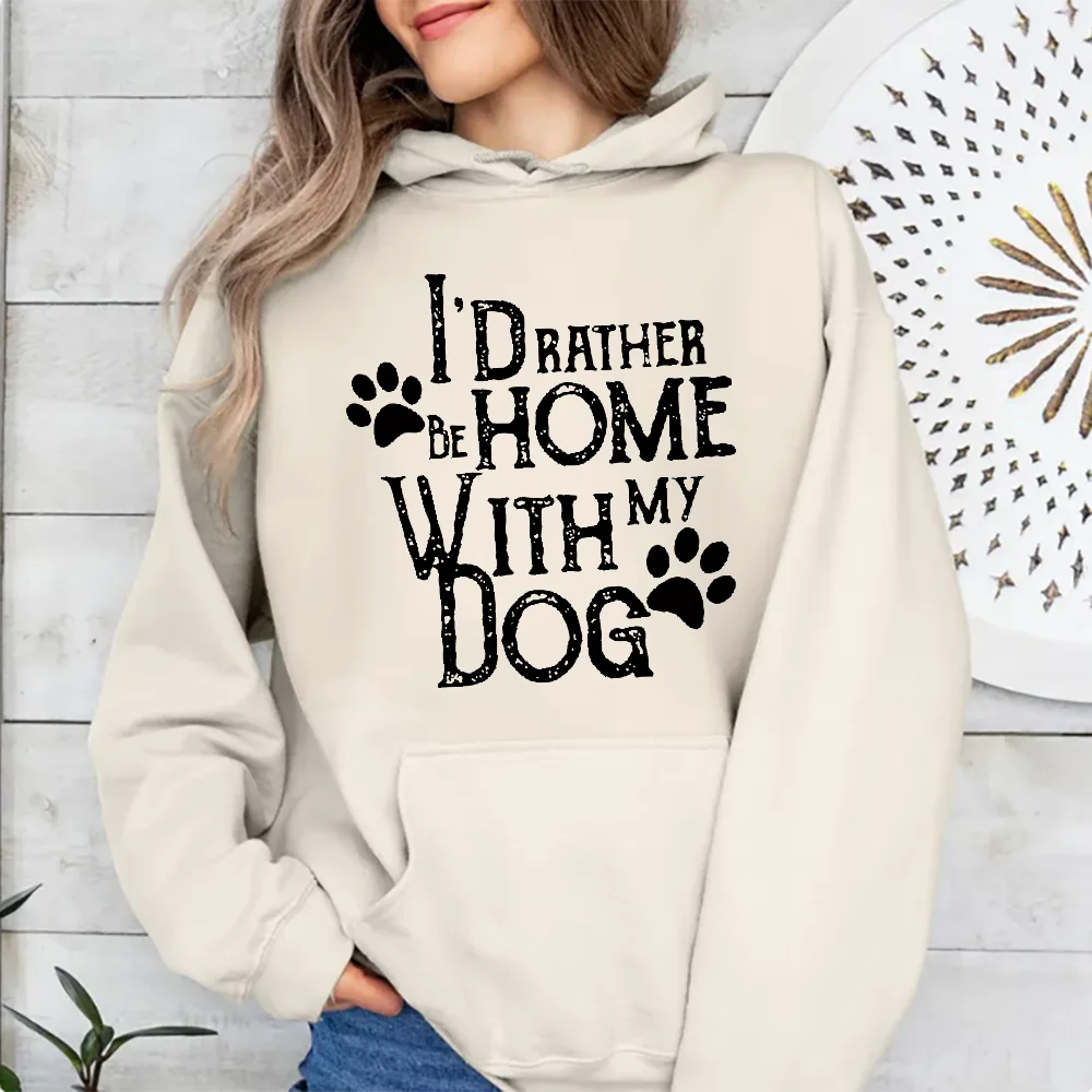 Unisex Sweatshirt  Long Sleeves Casual Hoodies Stylish Pullover Daily Wear Multiple Colors   I Wish I Could Be Home With My Dog