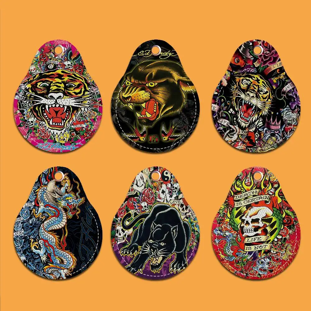 Fashion Brand E-Ed H-Hardy PU Access Case Anti-lost Anti-fall Card Holder Keychain Accessories Fingerprint-proof Key Tag Ring