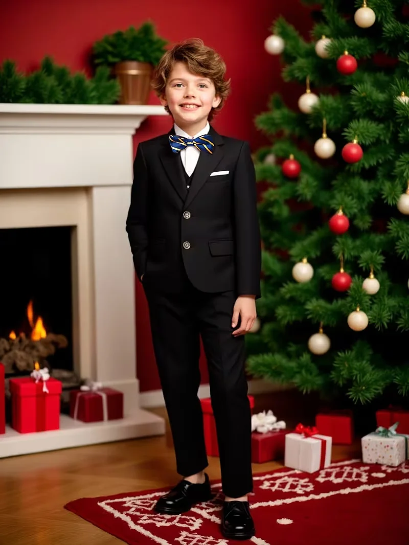 Children's Spring Autumn Suit Set Flower Boys Wedding Dress Kids Birthday Graduation Party Piano Performance Costume
