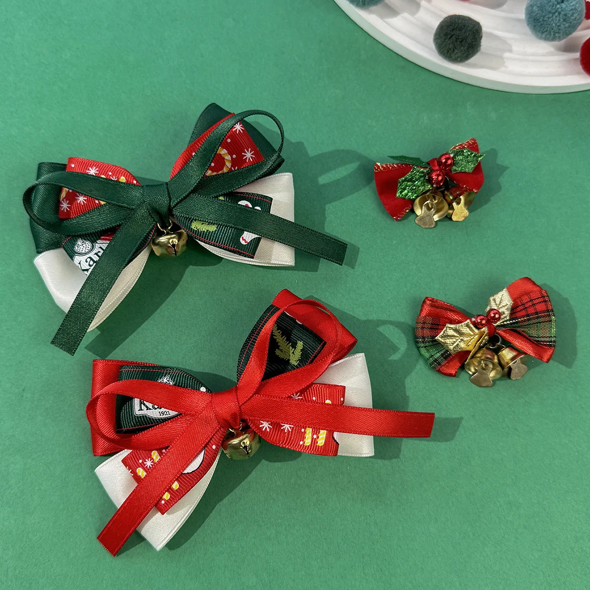 

4 шт., маленький бантик для волос, рождественский головной убор, заколка для волос с бантом, детские аксессуары для волос, бант-колокольчик, милая заколка для волос, банты для волос для малышей, зажим