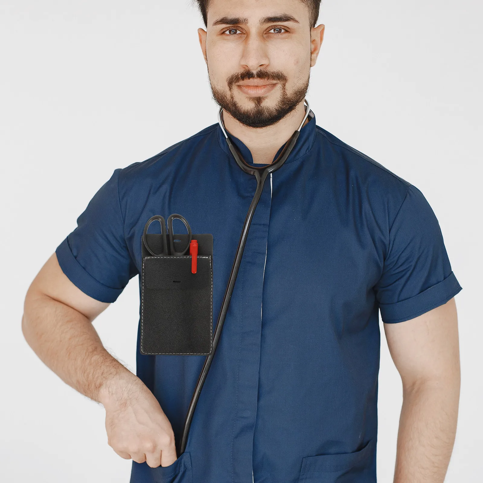 

Portable Pencil Holder Pouch with Multiple Compartments Pocket Organizer for Pens Scissors Office Accessories