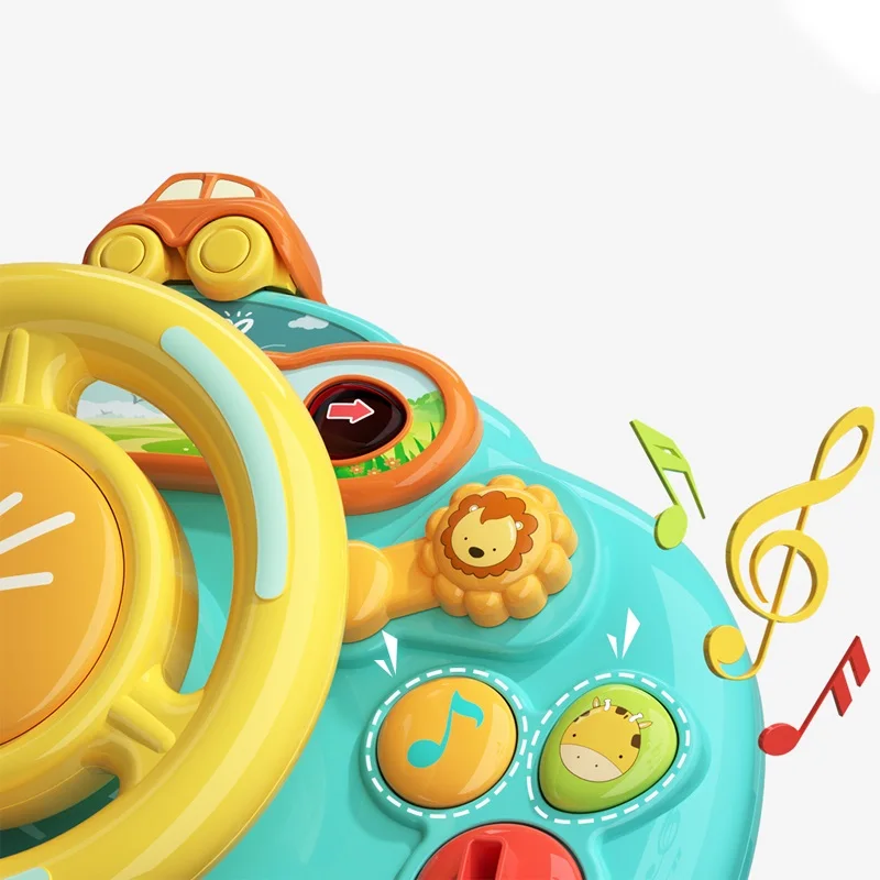 Early Education Puzzle Voice Music Toy Simulation Driving Trolly Simulation Steering Wheel 1-5 Years Old Children\'s Gift Toy