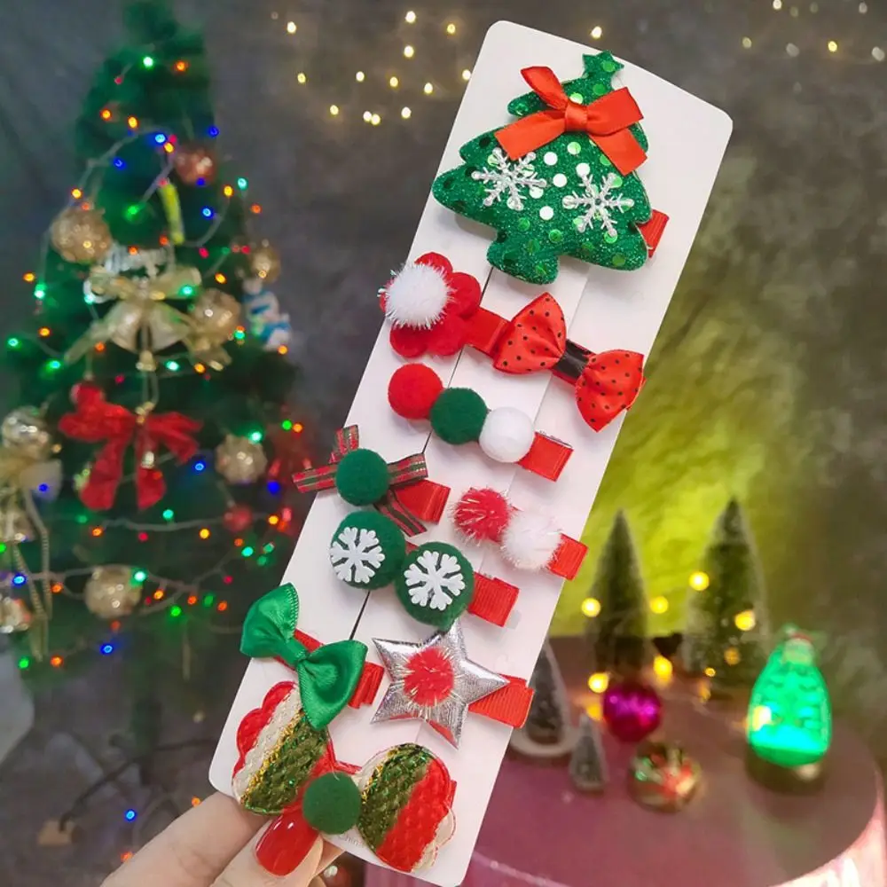 

Merry Christmas Decor Christmas Hairpin Set Sequin Star Children Antler Hair Clip Cloth Christmas Hat Children Bow Hairpin Girls