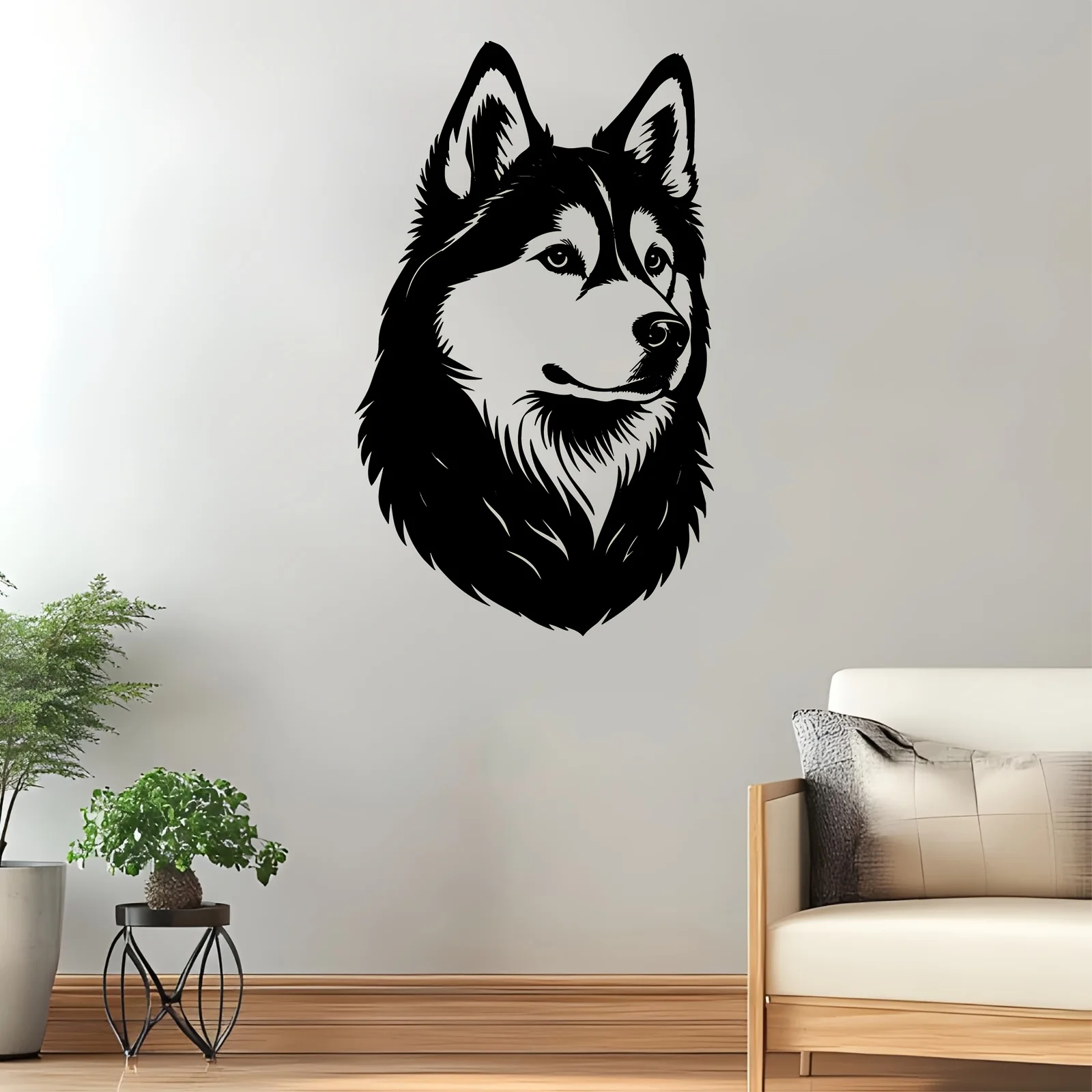 Husky Dog Metal Wall Art Rustproof Iron Sculpture Unique Pet Decor for Indoor Living Room Outdoor Fence