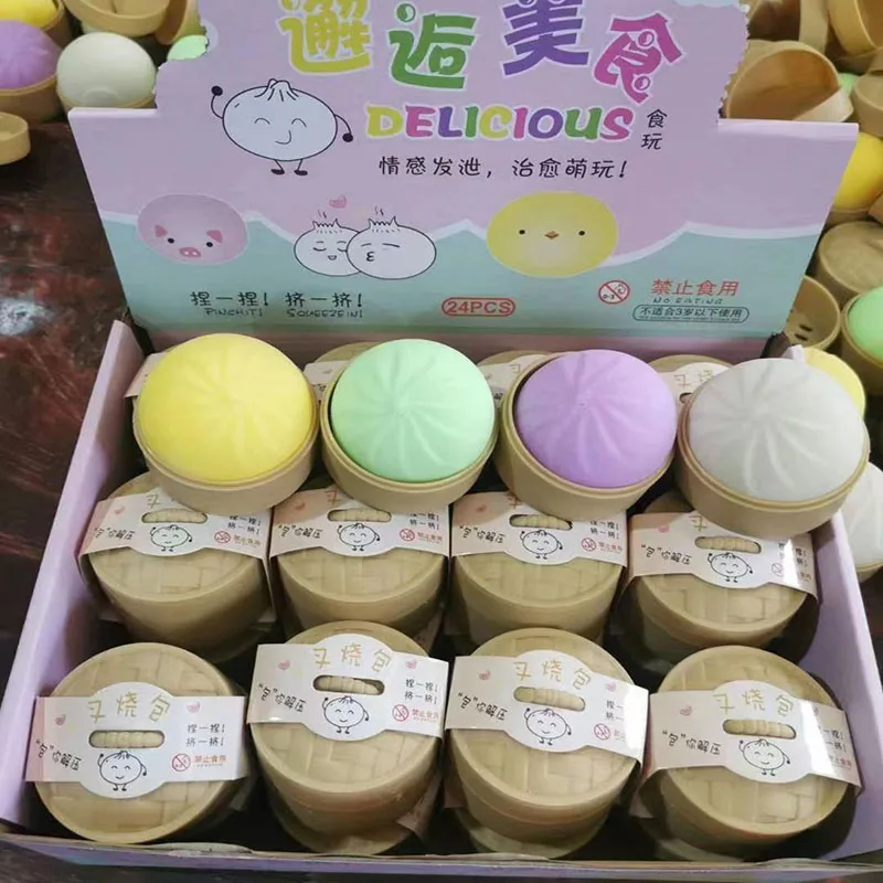 1/12 piezas 5.5cm NUEVO Juguete de imitación de Bun Cha Siu Bao de rebote lento, juguete antiestrés, juguete novedoso, juguete sensorial, juguete blandito para aliviar el estrés