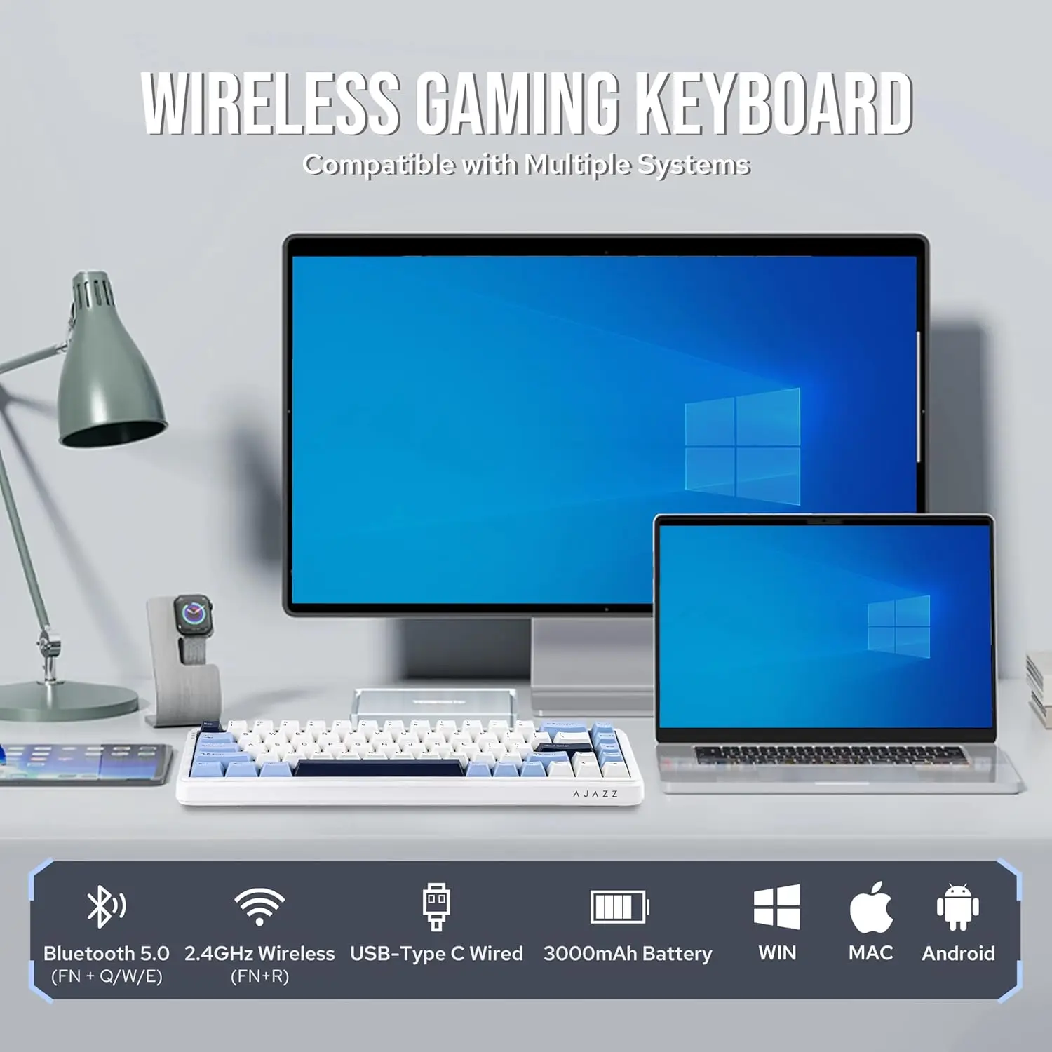 AJAZZ AK680 MAX Magnetic Switch Wireless Mechanical Keyboard Tri-Mode Hot Swap 8k Gaming Bluetooth Keyboard 68 keys PC eSports