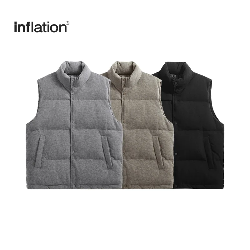 INFLATION Unisex Turtleneck Sleeveless Vest Streetwear 2024 Autumn Winter Warm 90% White Duck Down Jacket Oversize Waistcoat