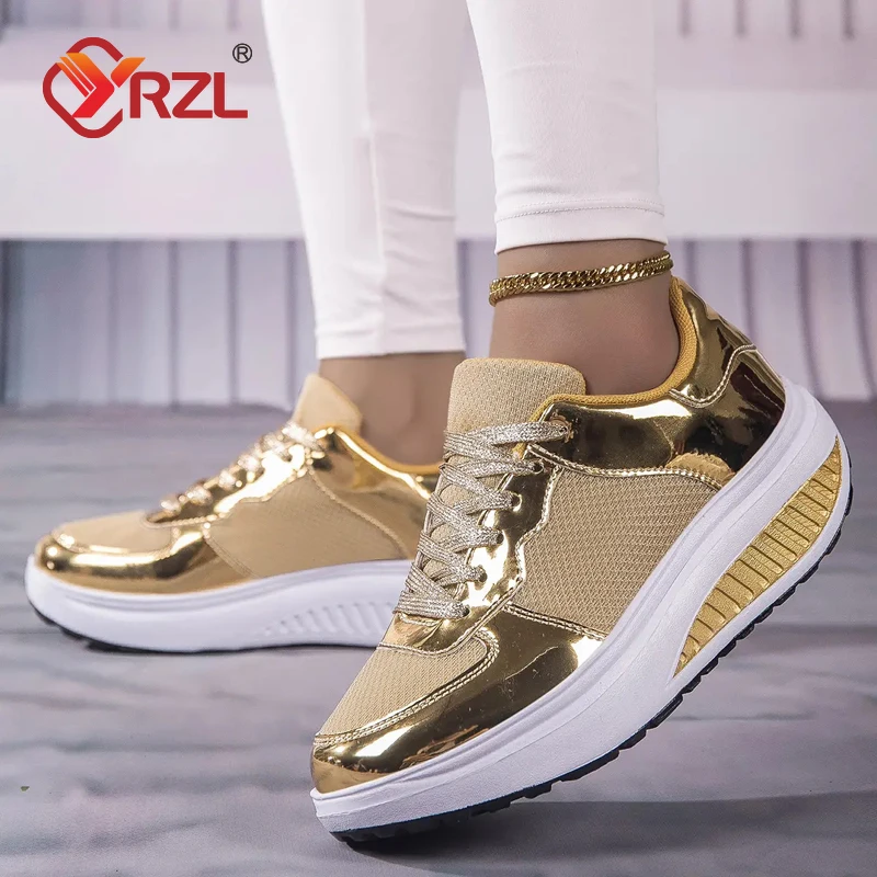 

YRZL Women's Shoes Flat 2024 Anti Slip Outdoor Walking Shoes for Women Womens Wedge Sneakers Casual Thick-soled Vulcanized Shoes