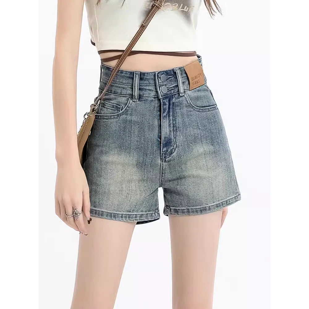 

New Women Summer Denim Shorts Fashion All-match High Waist A-Line Hottie Shorts Casual Simplicity Thin Blue Shorts