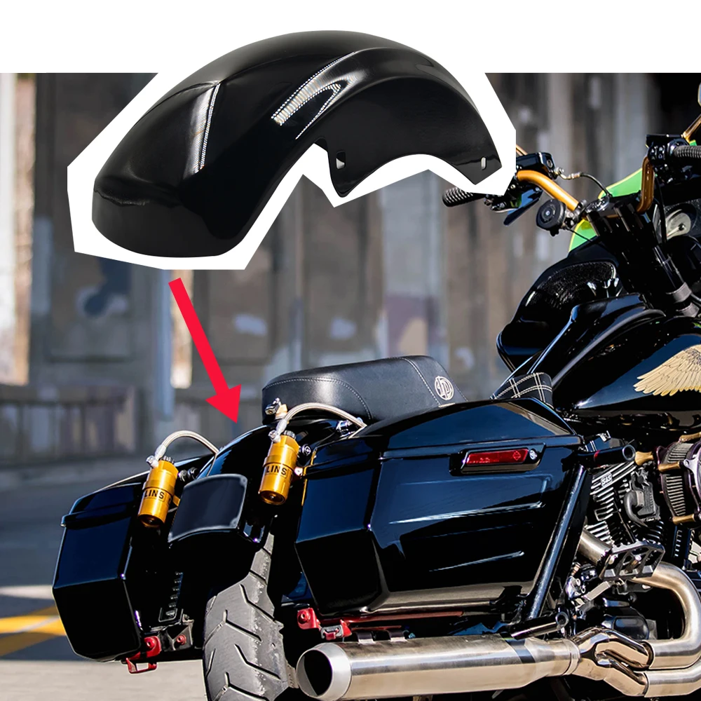 Motocyklowe czarne posiekane sakwy Tylny błotnik Przedni błotnik do Harley Touring 2009-2024 Stal węglowa