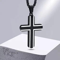 Vnox Cross Necklaces for Men, Blue Black Rhombus Stainless Steel with 60cm Wheat Chain, Stylish Cool Christ Jesus Faith Jewelry