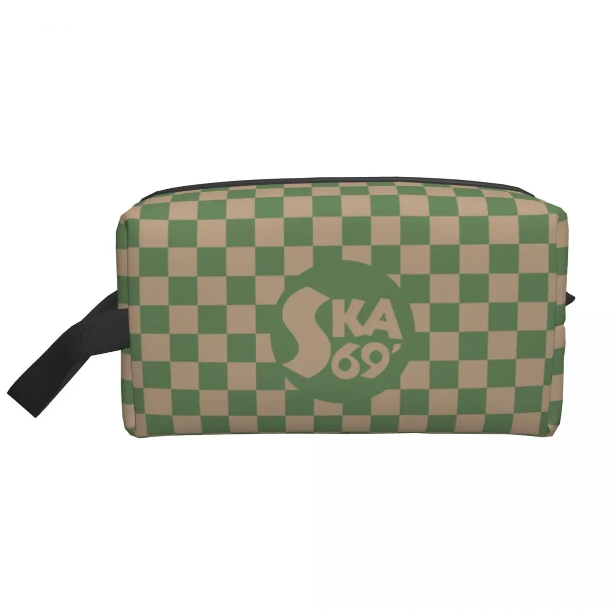 Ska Green Checks Cosmetic Bag Women Kawaii Big Capacity Checkerboard Makeup Case Beauty Storage Toiletry Bags