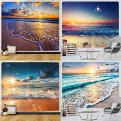 Home Decor Seaside Sunrise Art Print Tapestry Bohemian Wall Decor Hanging Cloth Bedroom Living Room Background Cloth