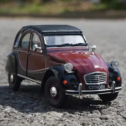 WELLY 1/24 Citroen 2CV 6 Charleston Alloy Diecast Model Car Toy Simulation Metal Door Opened Vintage Cars Series Models Boy Gift