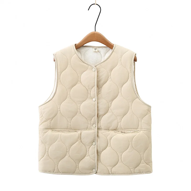 Womens Plus Size Sleeveless Vest Winter Casual Clothing Fashion Lightweight Warm Fleece Outwear Curve Padded Coats K91 9110