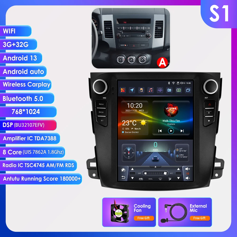 Hizpo 9,7 "Für Tesla Stil Auto Radio Für Mitsubishi Outlander XI 2 2008-2011 Android Auto Multimedia Player 4G Drahtlose Carplay