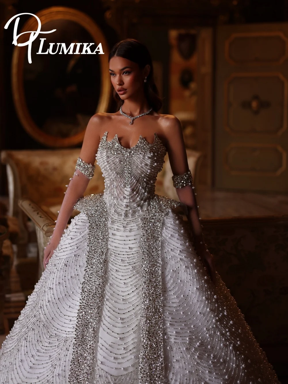 

Glamorous Pearl Crystal Ball Gown Strapless Wedding Dress 2026 Timeless Elegance Intricate Beading Bridal Gown Vestidos De Novia