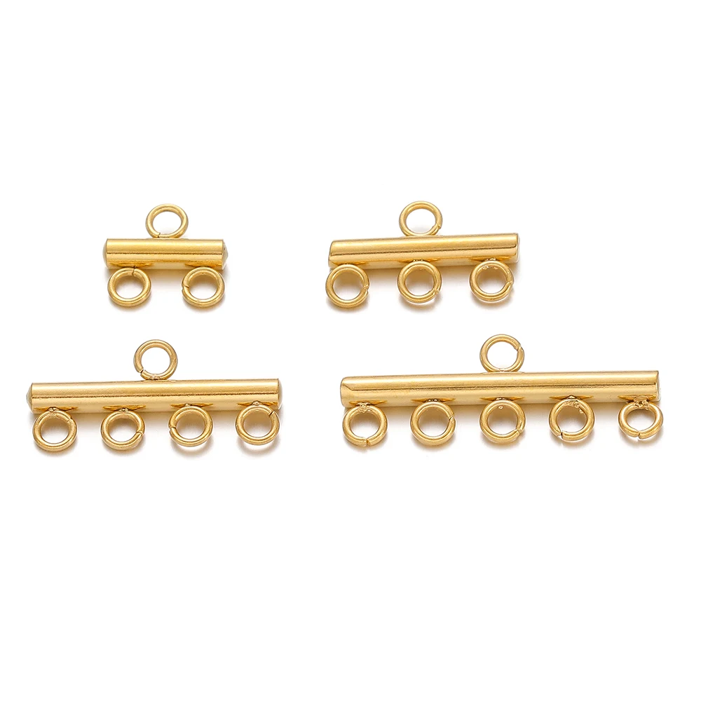 10pcs Stainless Steel Layer Necklace Bracelet Clasp Bails 5 Loops Drop Earrings Chains Connectors DIY Jewelry Making Findings