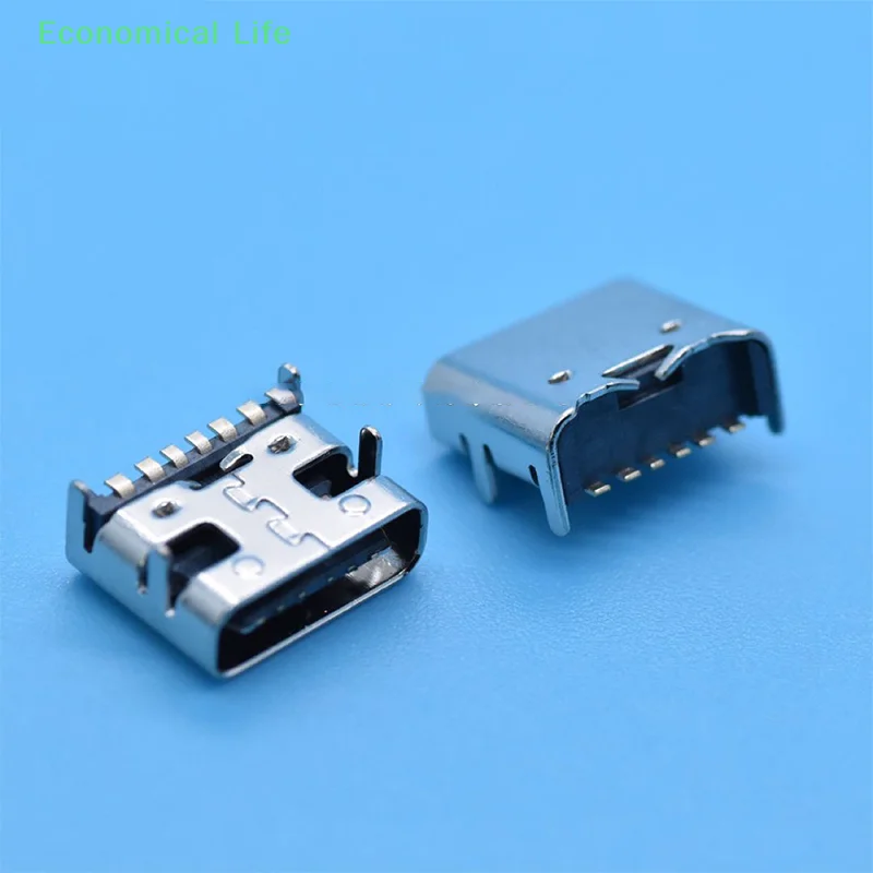 10Pcs/Lot Type C 6 Pin SMT Socket Connector USB 3.1 Type-C Female Placement SMD