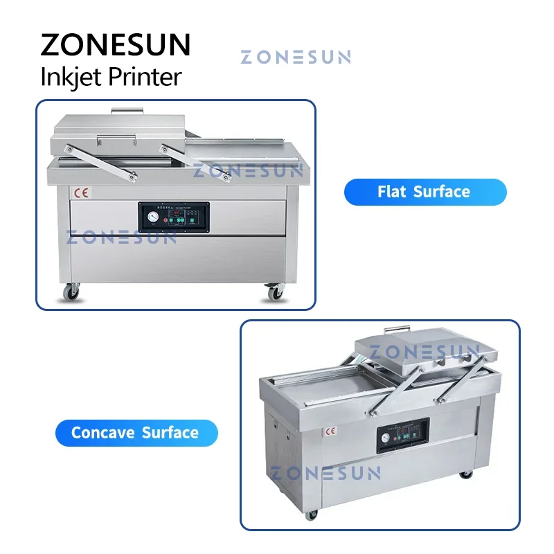 ZONESUN Automatic Double Chamber Vacuum Packaging Machine Vacuum Printing Sealing Machine Vacuum Packer Food Bag Sealer ZS-DZ400