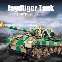 1967PCS WW2 Military Jagdtiger Hunting Tiger Tank Building Blocks German Armored Vehicle Soldier Bricks Kids Toys Gift For Boy