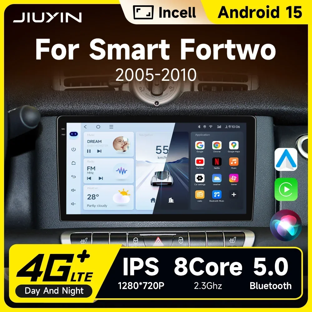 2-DIN-Wireless-CarPlay-Android-Auto-Radio für Smart Fortwo 451 2005-2015 Intelligente Systeme RDS BT DSP Auto-Intelligent-Upgrades