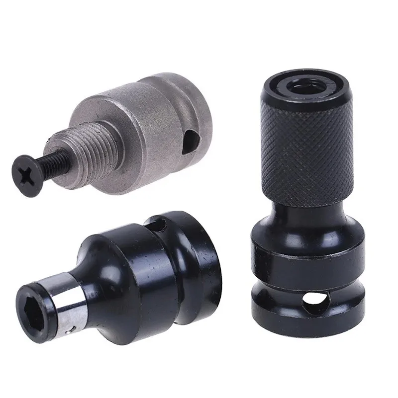 3pcs 1/2 Drill Chuck Adaptor For Impact Wrench Conversion Drill Clamp +batch Head Spring Sleeve + Telescopic Conversion Head