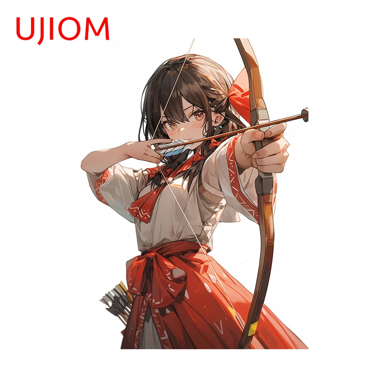 UJIOM 13cm × 9.5cm Kimono Girl Cool Wall Stickers Anarcher In Shooting Position Decals Amazing Kitchen Cupboard Decoration