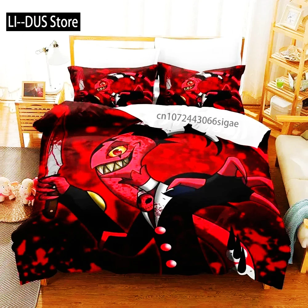 Anime Helluva Blitzo Boss Bedding Set Duvet Cover Bed Set Quilt Cover Pillowcase Comforter King Queen Size Boys Adult