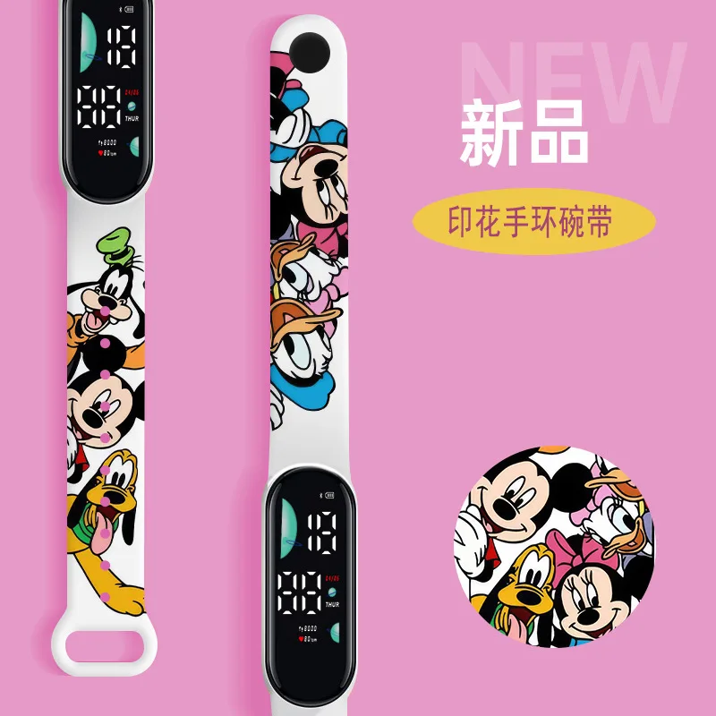 Mickey Minnie Cartoon Kids Watch Disney z serii Anime figurki z nadrukiem wodoodpornym elektroniczny zegarek sportowy chłopców prezenty urodzinowe dla dziewcząt