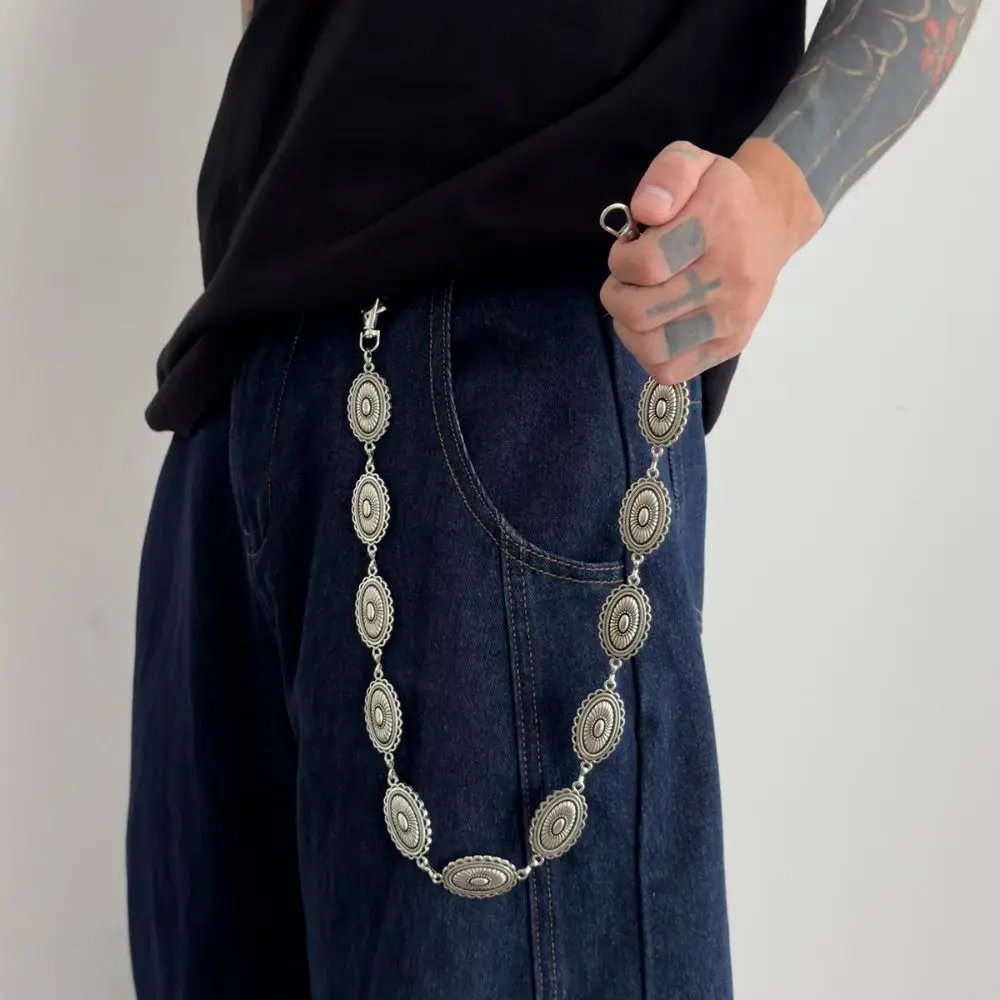 Goth Jeans Chain Round Disk Waist Chain Gothic Zinc Alloy Punk Belt Chain Beads Hip Hop Pants Chain Steet