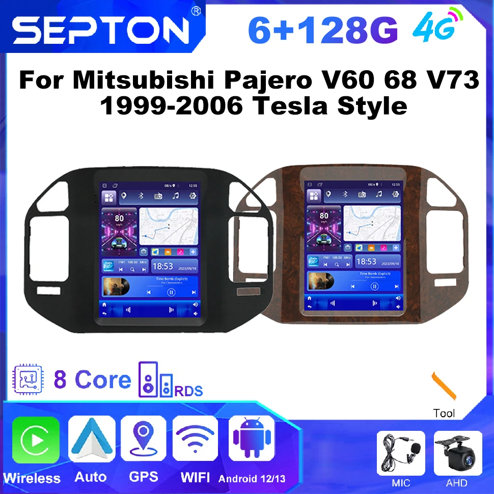 SEPTON 9.7'' Car Radio for Mitsubishi Pajero V60 68 V73 1999-2006 Tesla Style Carplay GPS Android Auto Car Screen GPS Carplay