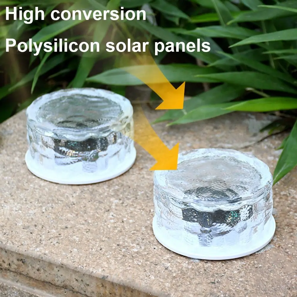 

Ground Light Solar Power Solar Ice Brick Light Round LED Deck Lights High Brightness Energy Saving Step Decorative Light Path
