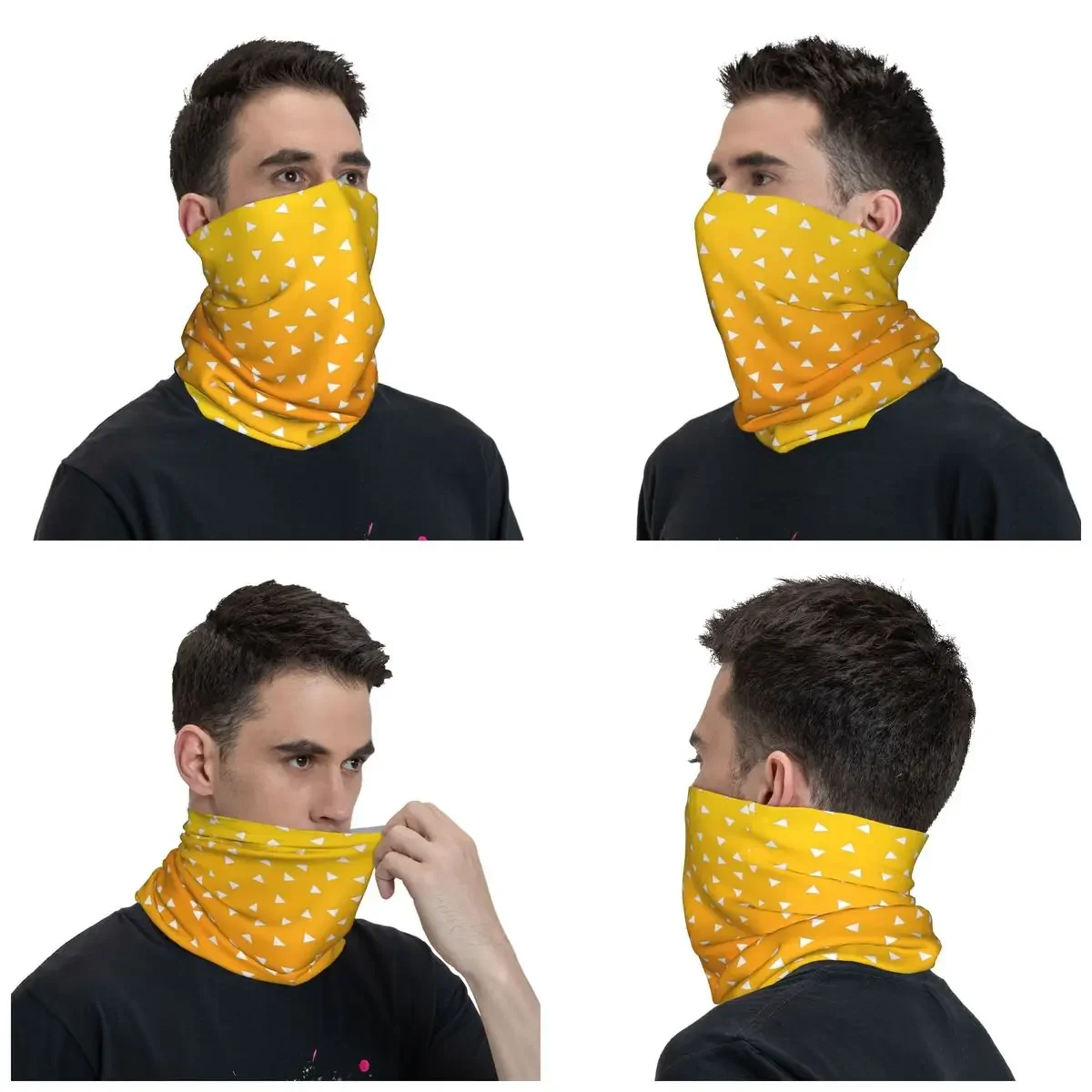 Zenitsu Demon Slayer Pattern Bandana Neck Gaiter Printed Manga Japan Balaclavas Magic Scarf Warm Headband Running Unisex Adult